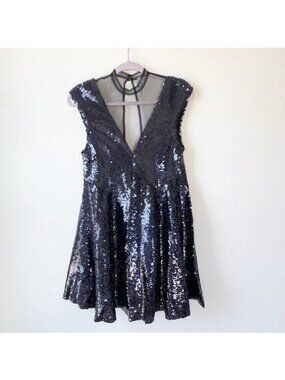 Free People Dance Til Dawn Black Sequin Dress Women's X-Small XS